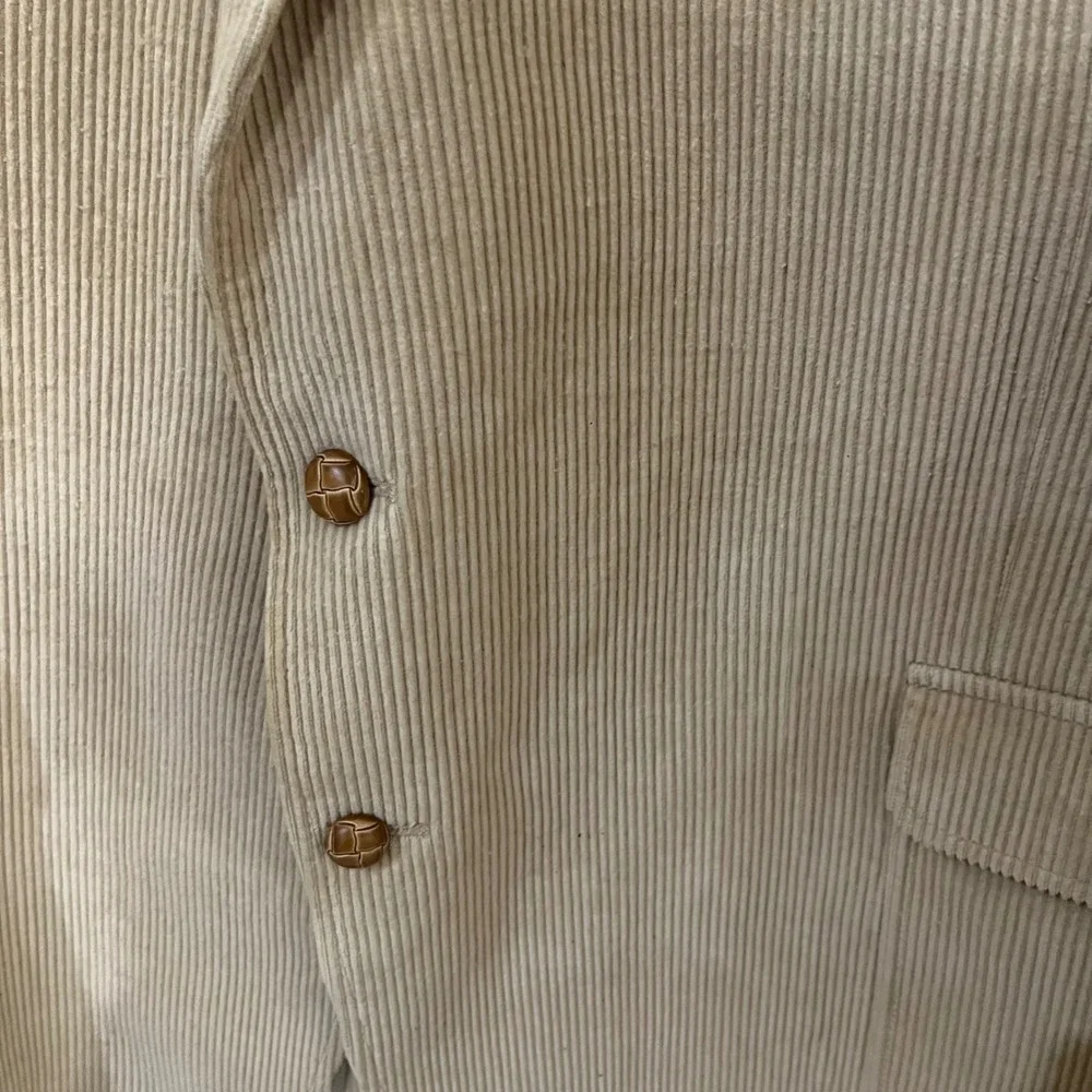 Jonathan Quale Mens Tan Beige Corduroy Blazer Sport Coat 100% Cotton Size 56 L